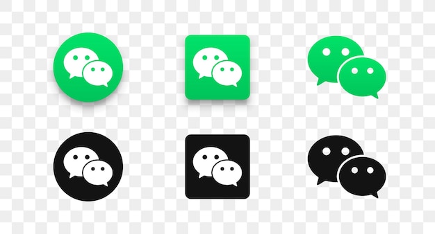 Wechat logo icons collection in different style Social network icons Vector illustration