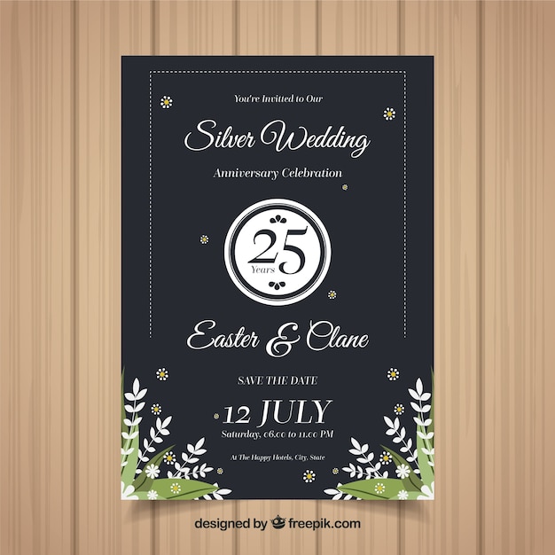 Wedding anniversary card with leaves