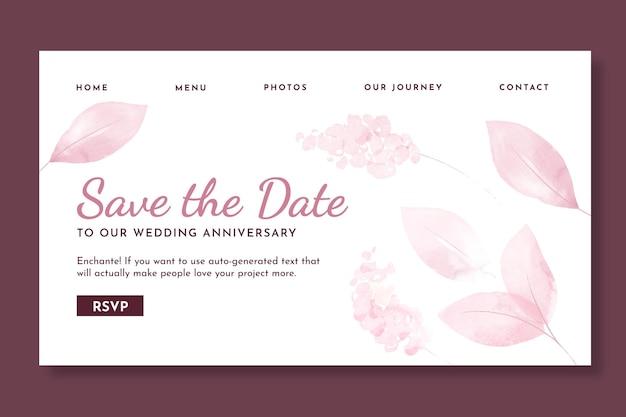 Wedding anniversary landing page template