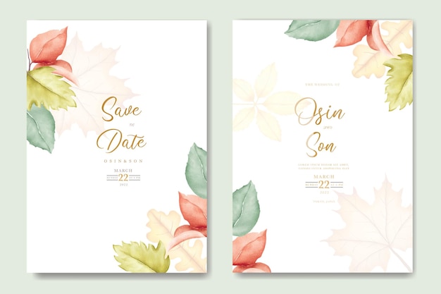 Wedding Autumn fall invitation watercolor card design