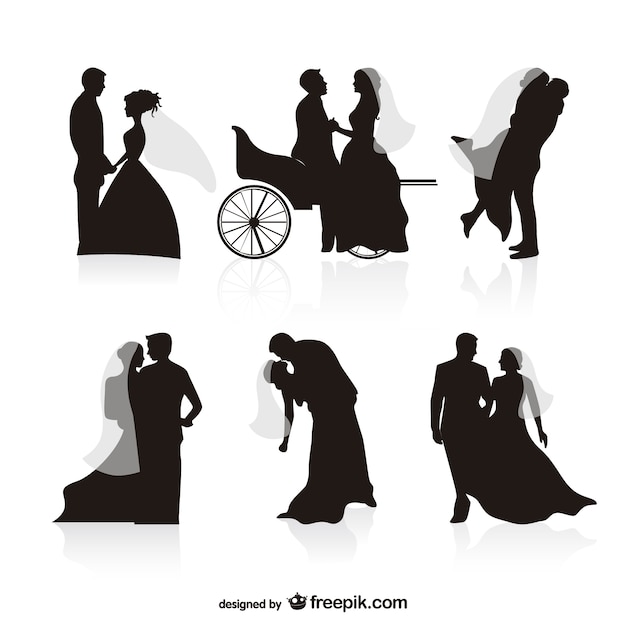 Wedding black silhouettes vectors