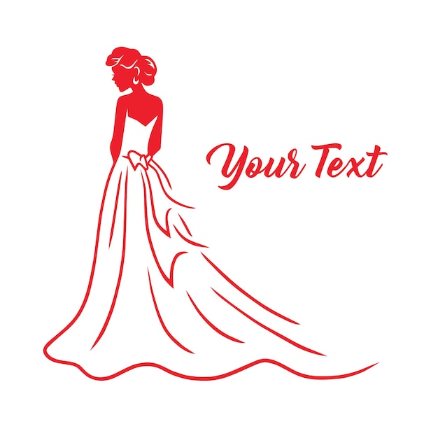 Wedding Bridal Wear Fashion Boutique Logo Gown Sexy Dress Design Vector Line Illustration