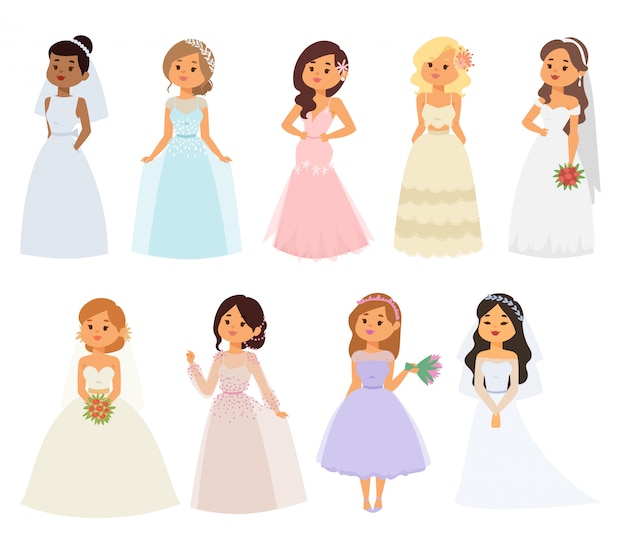 Wedding bride girl characters 