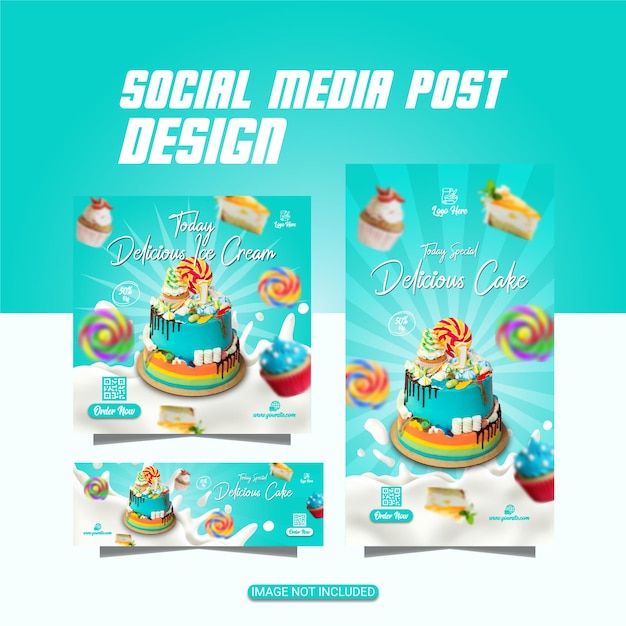 wedding cake birthday cake flyer or social media food post design