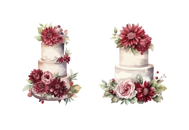 Wedding cake clipart isolated vector illustration