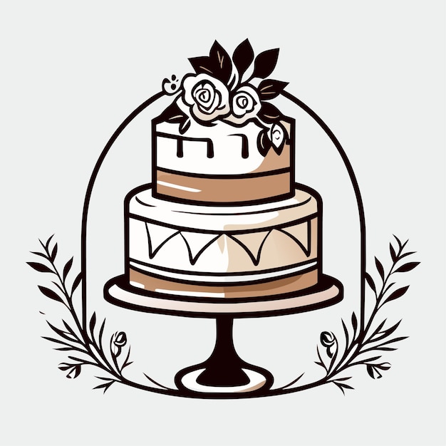 Vector wedding cake doodle vector illustration