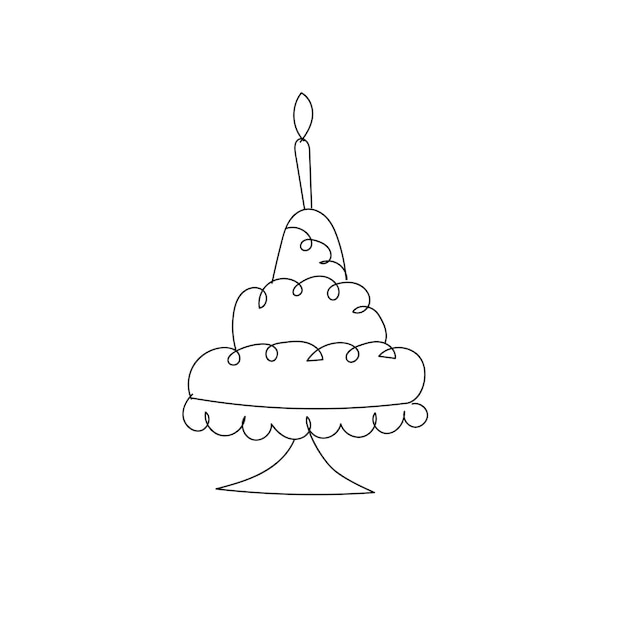 Wedding cake one line art. continuous line drawing of three-tiered cake.