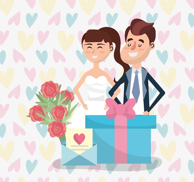 wedding card design cartoon