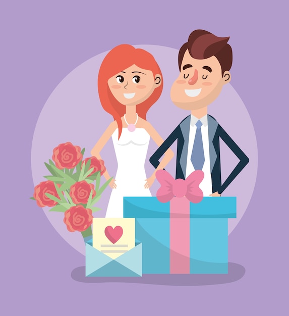 wedding card design cartoon