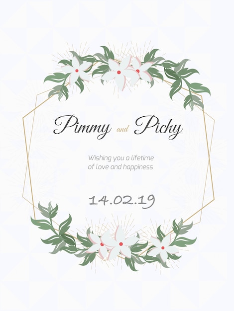 Wedding card or floral wedding invitation