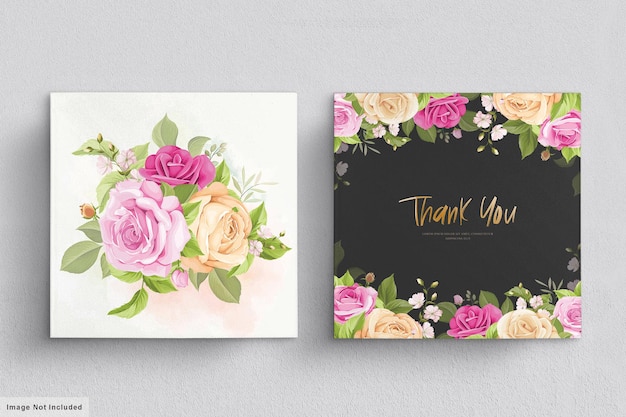 wedding card set with soft pink roses