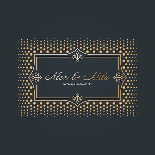 Wedding card with black background