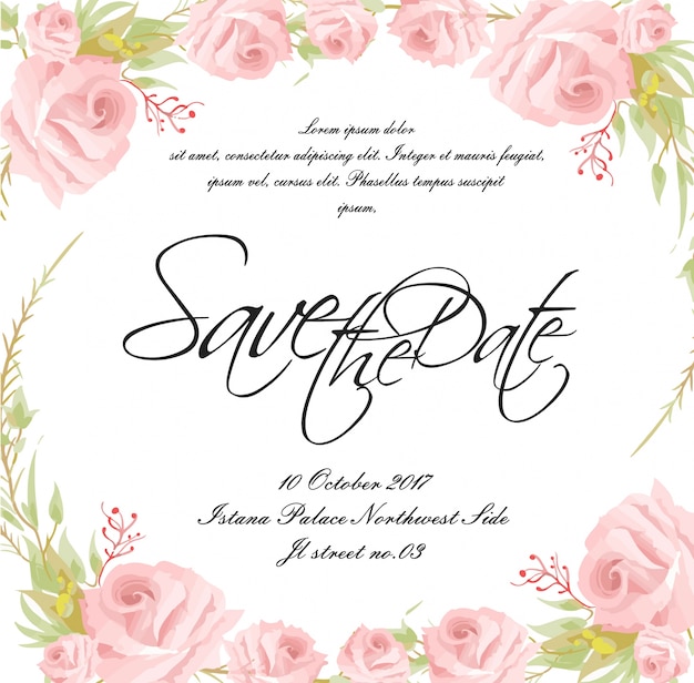 Wedding card with floral frame