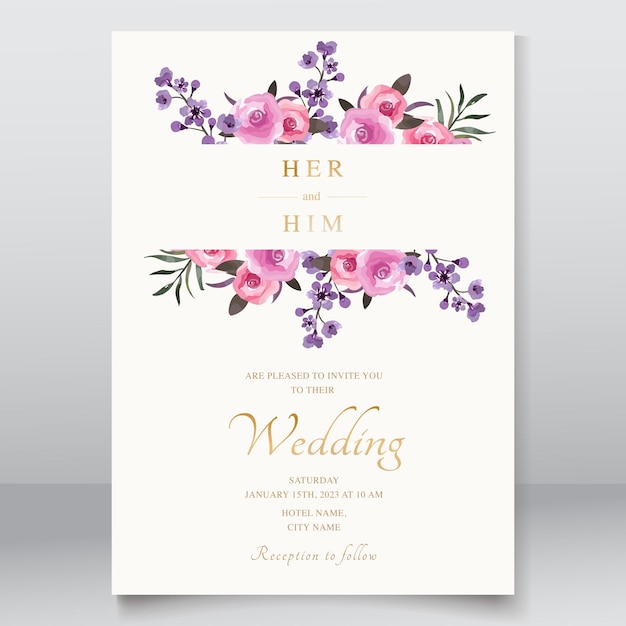 wedding card with floral watercolor