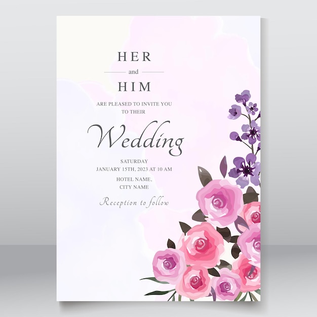 wedding card with floral watercolor