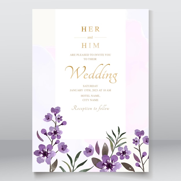 wedding card with floral watercolor