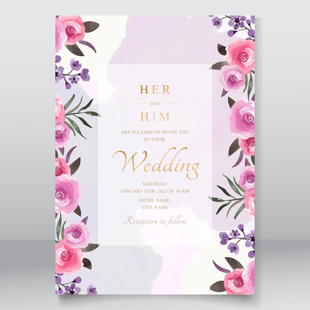 wedding card with floral watercolor