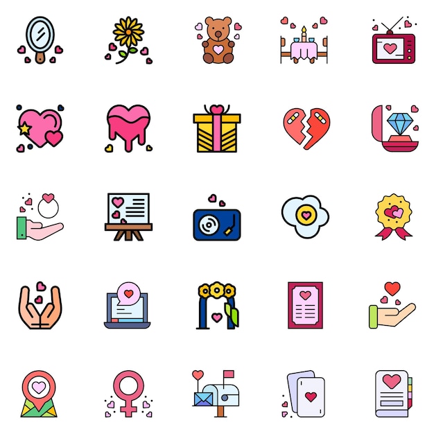 Wedding celebration icons collection UI icon set