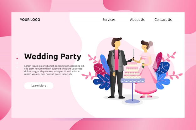 Wedding Celebration Party Landing Page Illustration