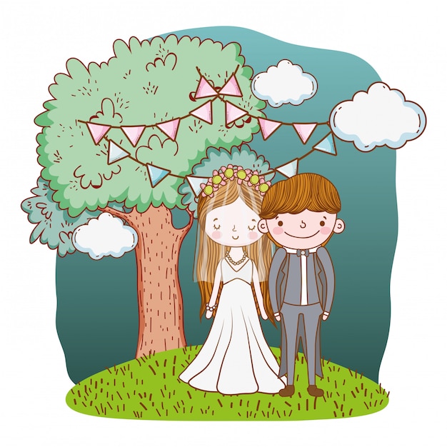 Wedding couple cute cartoon