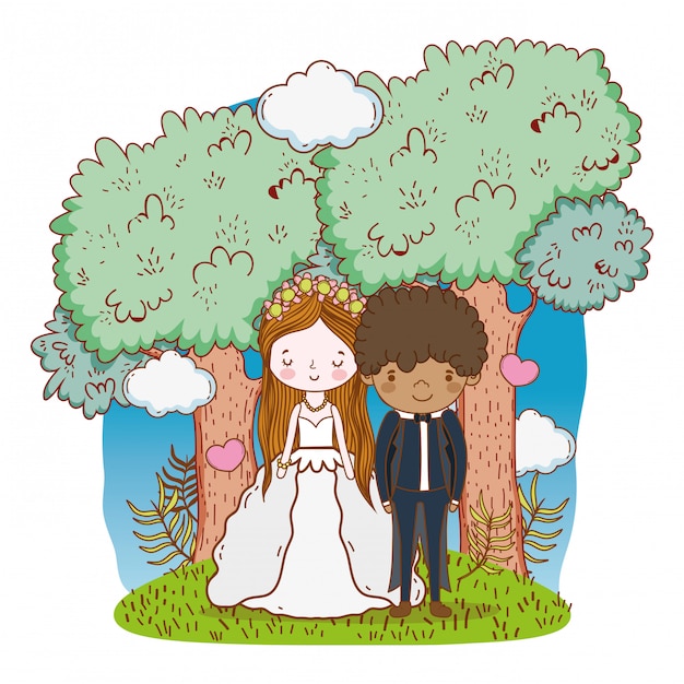 Wedding couple cute cartoon