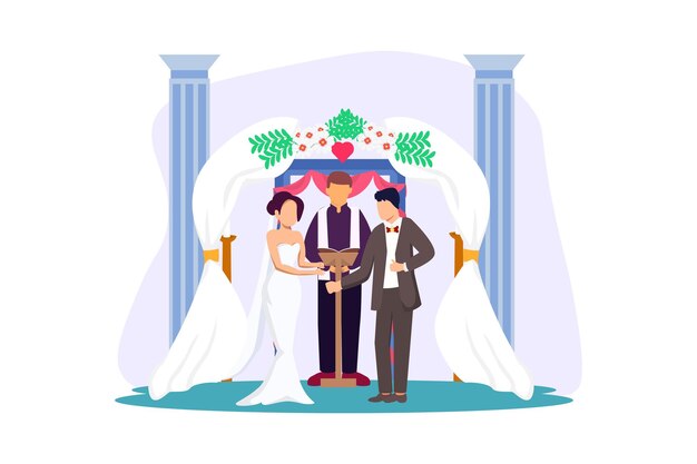 Vector wedding couple flat illustration design