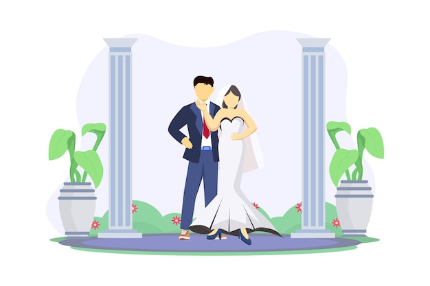 Wedding Couple Flat Illustration Design