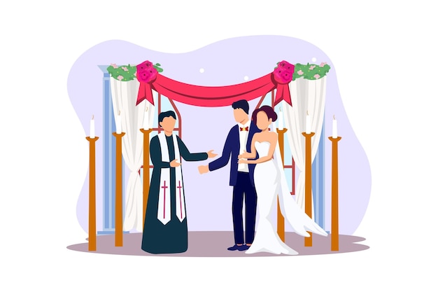 Wedding Couple Flat Illustration Design