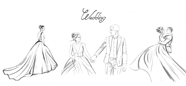 Wedding couple line set