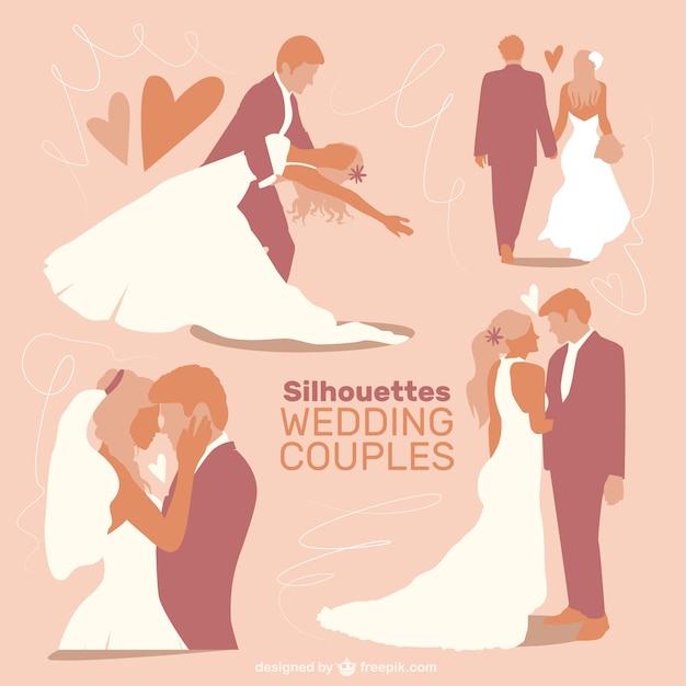 Wedding couples silhouettes collection