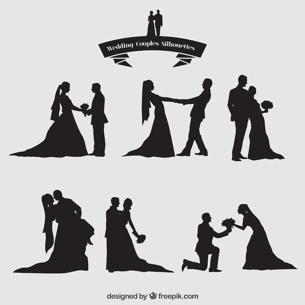 Wedding Couples Silhouettes Set