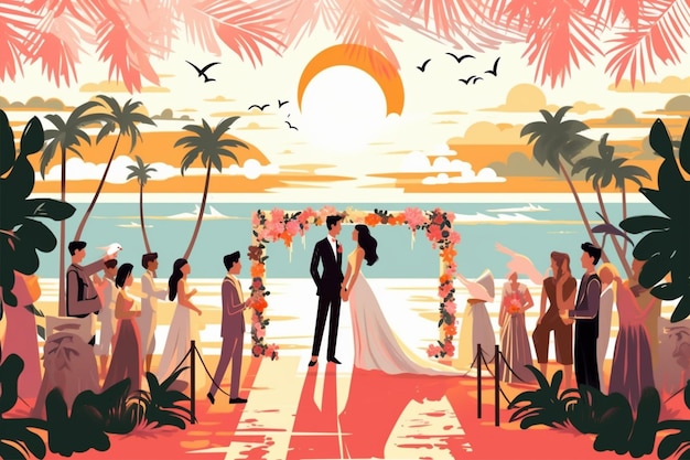 Vector wedding couples vector illustration