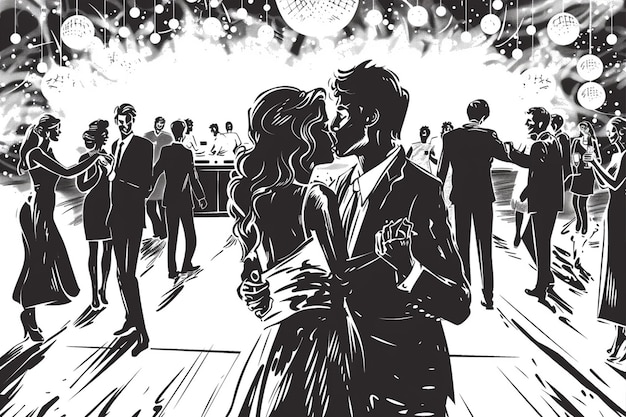 Vector wedding dance vector illustration