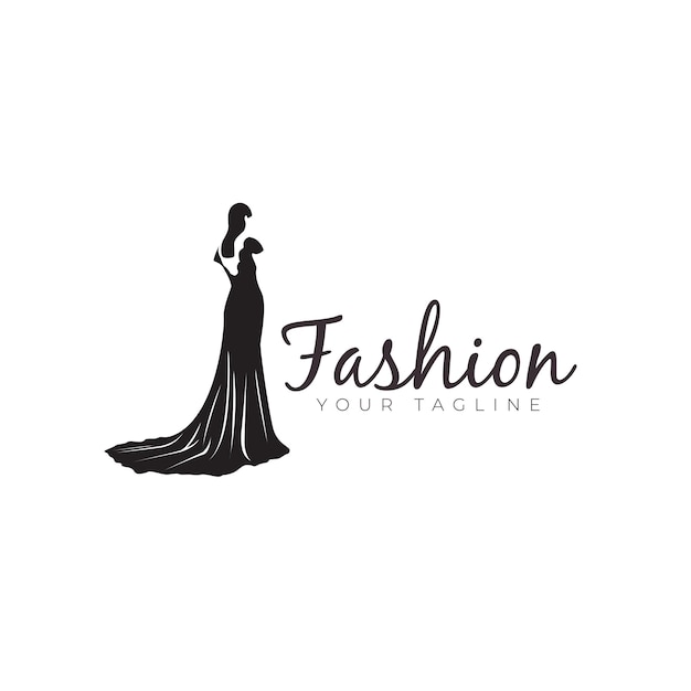 Wedding dress women clothing boutique store logo vector icon symbol illustration design