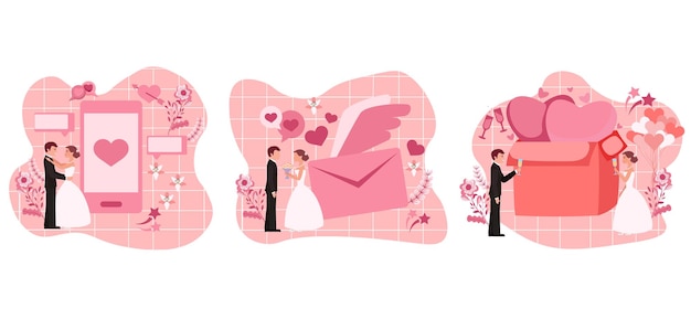 Wedding Flat Bundle Design Illustration