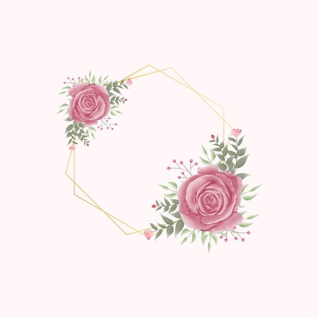 Wedding floral frame hexagonal style