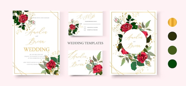 Wedding floral invitation card set