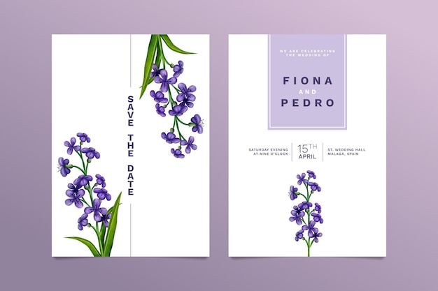 Wedding floral invitation card template