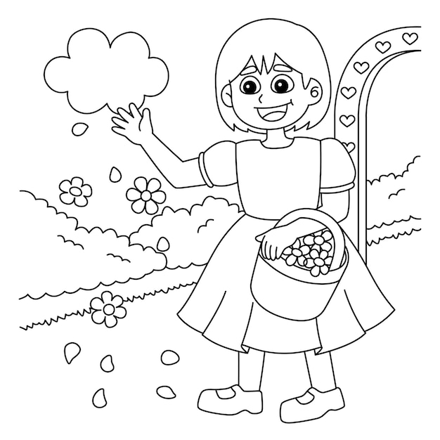 Wedding Flower Girl Coloring Page for Kids