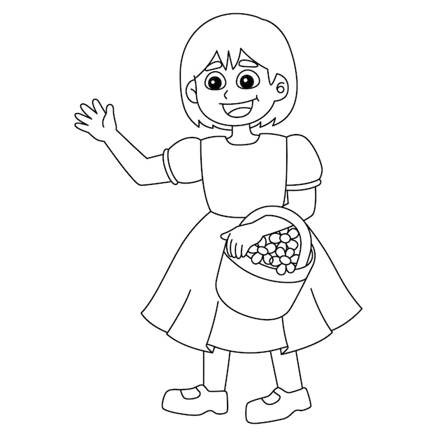 Wedding Flower Girl Isolated Coloring Page