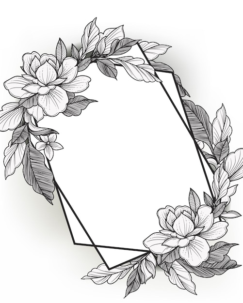 wedding geometric frame decoration with beautiful flora ornaments