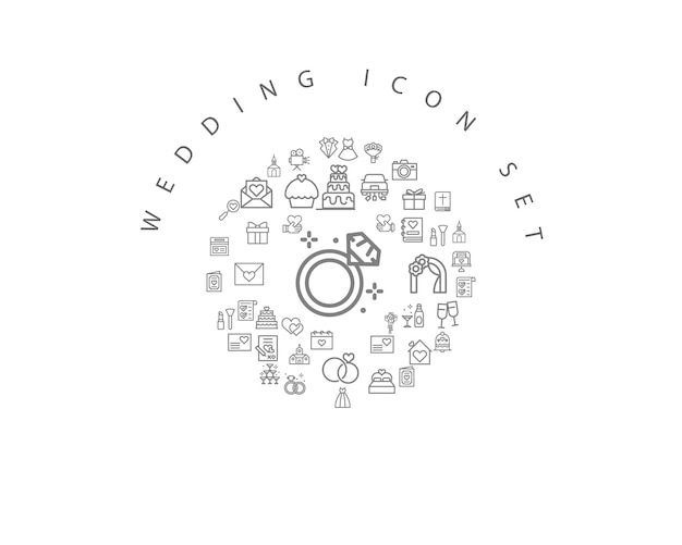 Wedding icon set design