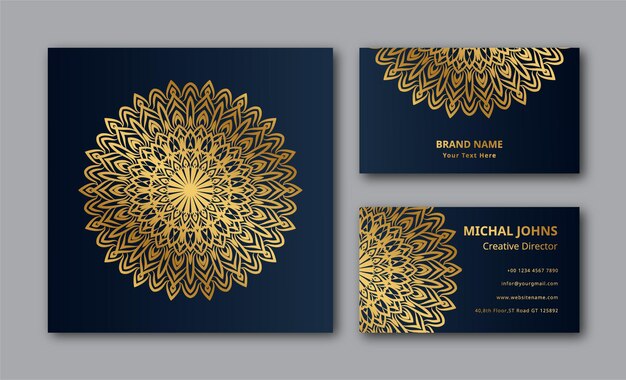 wedding invitation business card with mandala design eps  