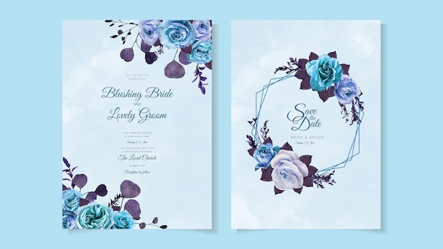 Wedding invitation card frame flowers set Save the date RSVP thanks