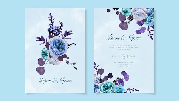 Wedding invitation card frame flowers set Save the date RSVP thanks