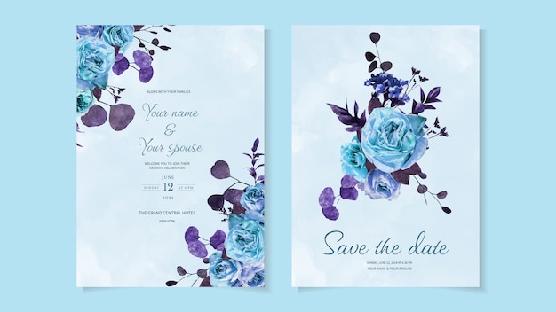 Wedding invitation card frame flowers set Save the date RSVP thanks