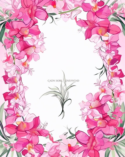 Vector wedding invitation card frame with orchids