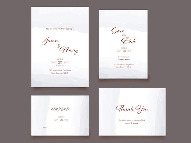 Wedding Invitation Card Suite in White Color