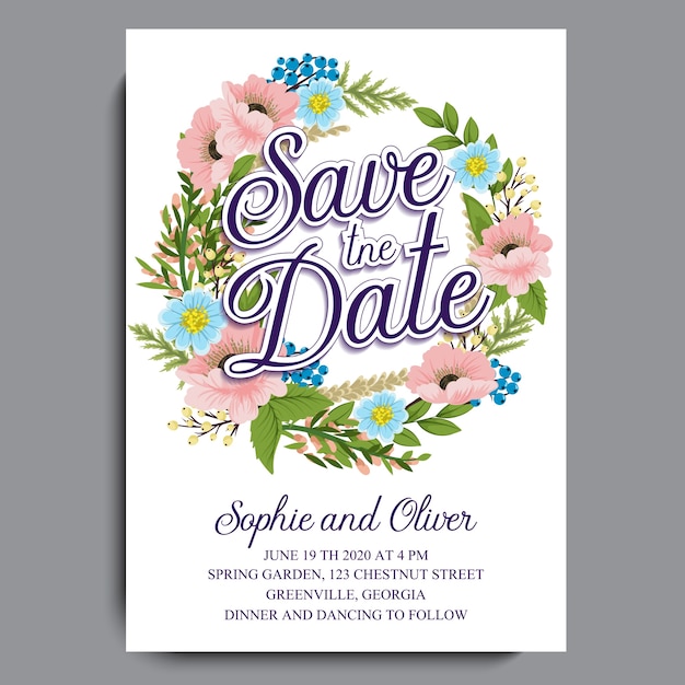 Wedding invitation card suite with flower Templates.Vector Illustration