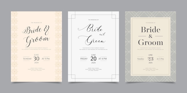 Wedding Invitation Card Template design layout Vector Background, Collection of Pattern and Frame